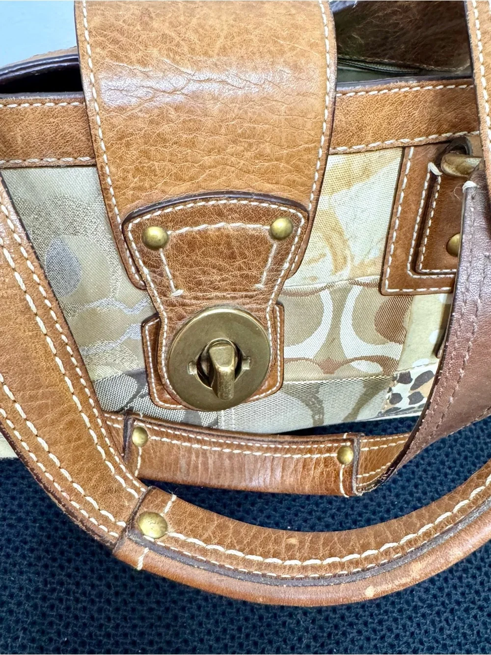 Authentic Coach Patchwork Tote Bag Signature Turnlock Handbag 10816 Vintage